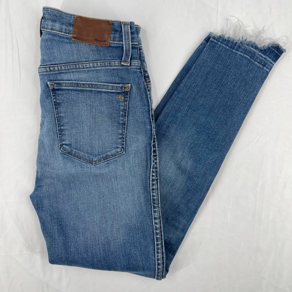 Madewell Distressed High Rise Skinny Slim Jeans Raw Hem 28 Casual Everyday Faded
